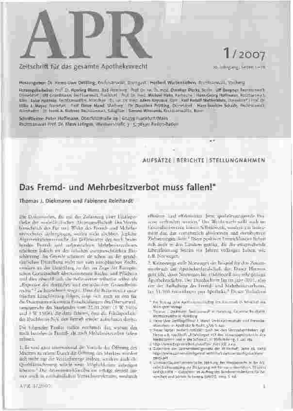 Vorschauseite 1: Das Fremdund Mehrbesitzverbot muss fallen!