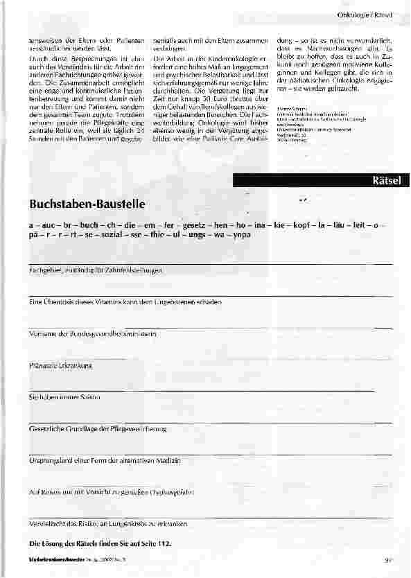 Vorschauseite 2: Die Kunst der ganzheitlichen Betreuung in der Kinderonkologie