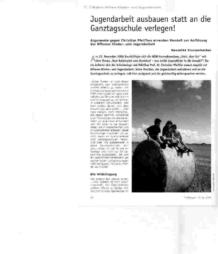 Vorschauseite 1: Jugendarbeit ausbauen statt an die Ganztagsschule verlegen!