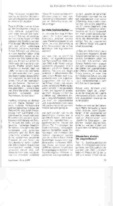Vorschauseite 2: Jugendarbeit ausbauen statt an die Ganztagsschule verlegen!