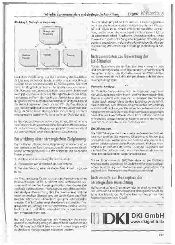 Vorschauseite 3: Leitfaden für den Zusammenschluss und die strategische Zielplanung von Krankenhäusern