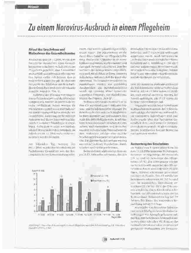Vorschauseite 1: Zu einem Norovirus-Ausbruch in einem Pflegeheim