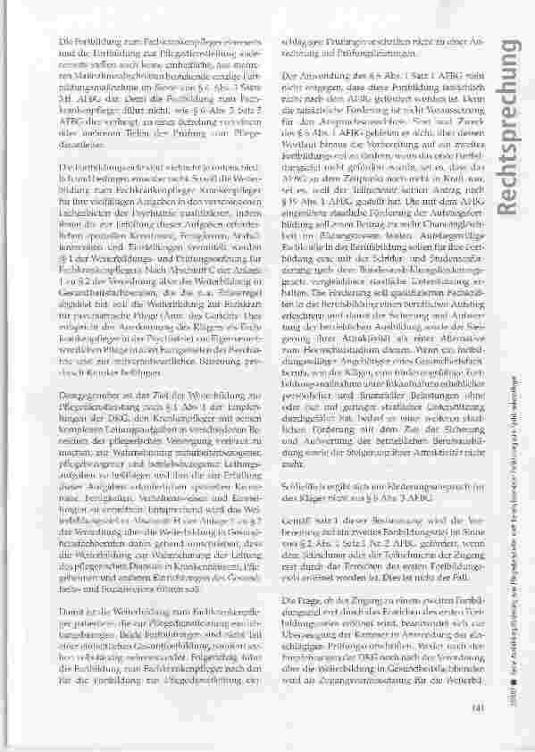 Vorschauseite 3: Keine Ausbildungsförderung zum Pflegedienstleiter nach bereits beendeter Fortbildung zum Fachkrankenpfleger