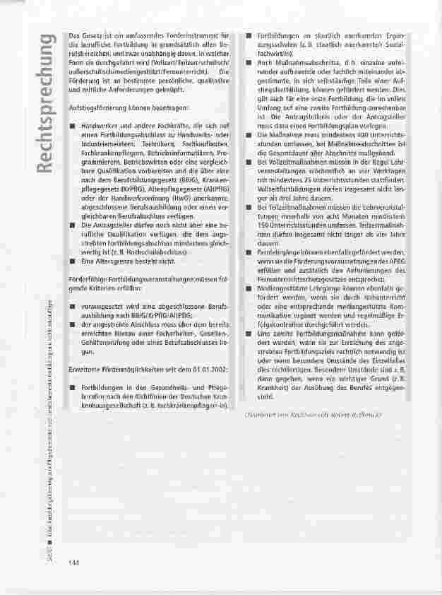 Vorschauseite 6: Keine Ausbildungsförderung zum Pflegedienstleiter nach bereits beendeter Fortbildung zum Fachkrankenpfleger
