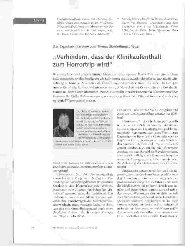 Vorschauseite 1: Verhindern, dass der Klinikaufenthalt zum Horrortrip wird
