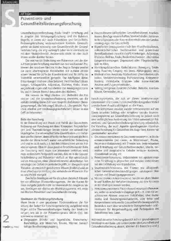 Vorschauseite 1: Präventionsund Gesundheitsförderungsforschung