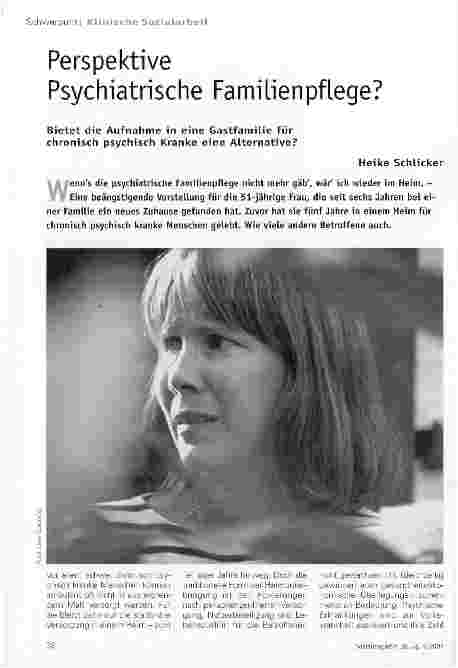 Vorschauseite 1: Schwerpunkt Klinische SozialarbeitPerspektive Psychiatrische Familienpflege?