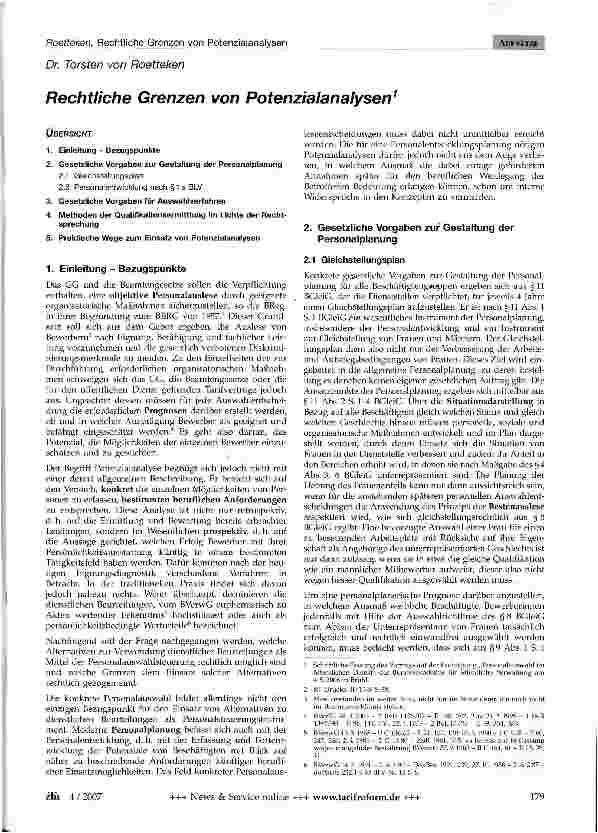 Vorschauseite 1: Rechtliche Grenzen von Potenzialanalysen1