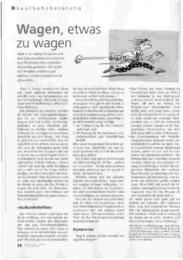 Vorschauseite 1: Laufbahnberatung - Wagen, etwas zu wagen