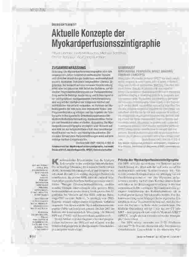 Vorschauseite 1: Aktuelle Konzepte der Myokardperfusionsszintigraphie