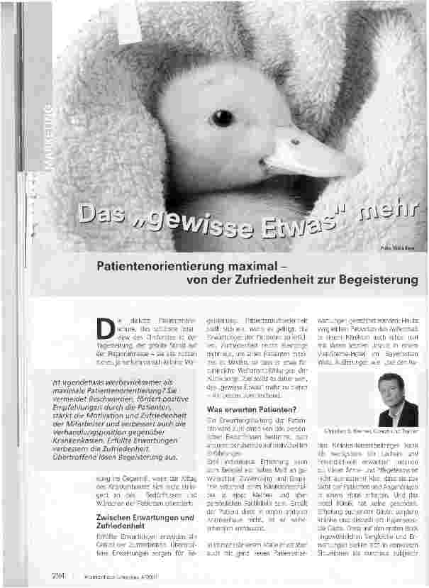 Vorschauseite 1: Das gewisse Etwas mehrPatientenorientierung maximal - von der Zufriedenheit zur Begeisterung