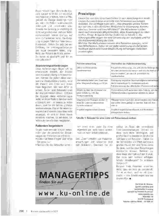 Vorschauseite 3: Das gewisse Etwas mehrPatientenorientierung maximal - von der Zufriedenheit zur Begeisterung