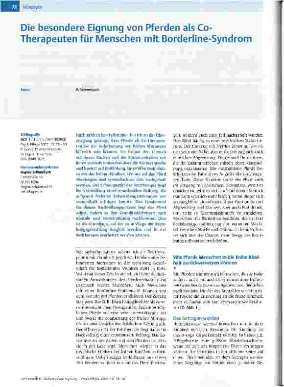 Vorschauseite 1: Die besondere Eignung von Pferden als Co-Therapeuten für Menschen mit Borderline-Syndrom
