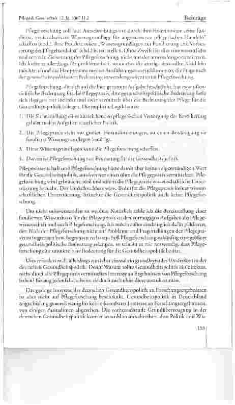 Vorschauseite 4: Die gesundheitspolitische Bedeutung anwendungsorientierter Pflegeforschung