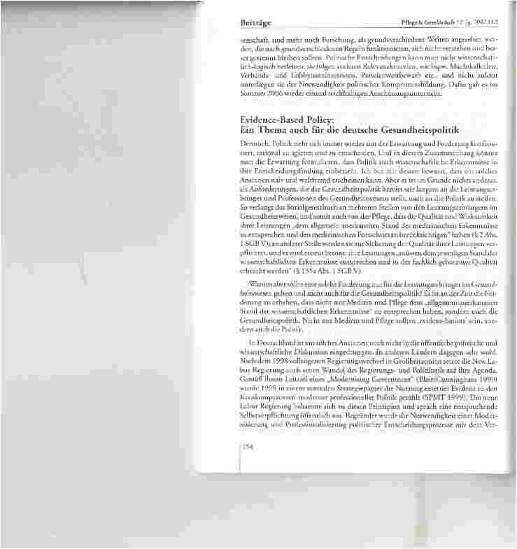 Vorschauseite 5: Die gesundheitspolitische Bedeutung anwendungsorientierter Pflegeforschung