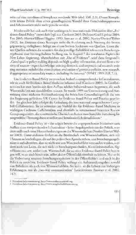 Vorschauseite 6: Die gesundheitspolitische Bedeutung anwendungsorientierter Pflegeforschung