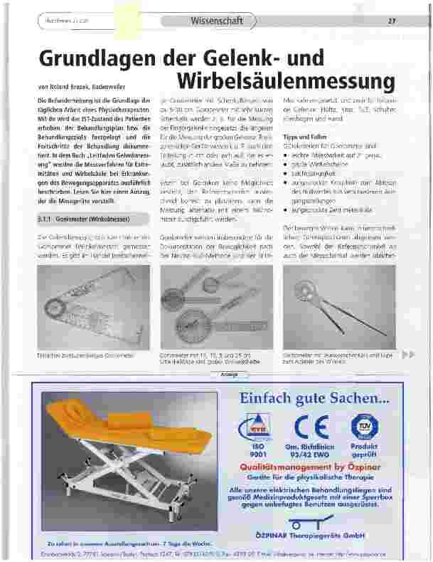 Vorschauseite 1: Grundlagen der Gelenkund Wirbelsäulenmessung