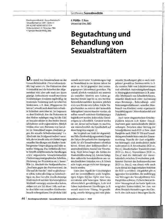 Vorschauseite 1: Begutachtung und Behandlung von Sexualstraftätern