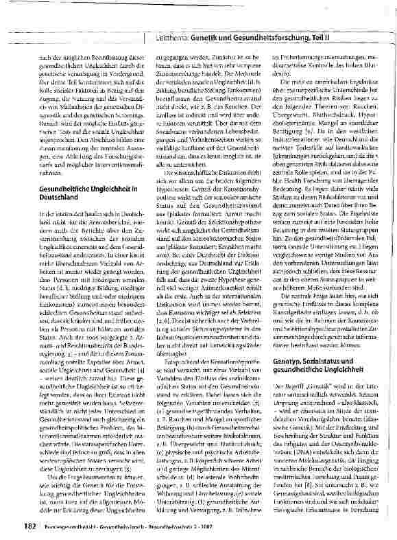 Vorschauseite 2: Bedeutung der Genetik beim Thema soziale Ungleichheit und Gesundheit