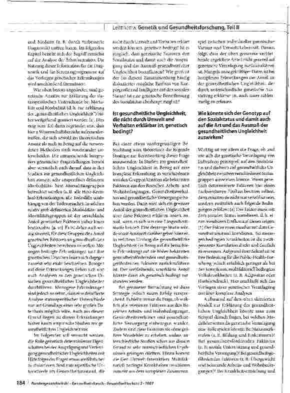 Vorschauseite 4: Bedeutung der Genetik beim Thema soziale Ungleichheit und Gesundheit