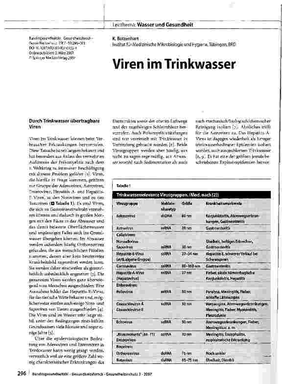 Vorschauseite 1: Viren im Trinkwasser