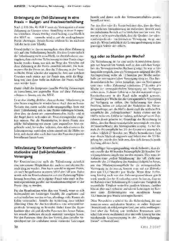 Vorschauseite 2: Teilzulassung - die Chancen nutzen