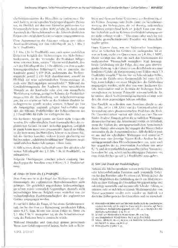Vorschauseite 3: Sicherheitsinformationen zu Herzschrittmachern und implantierbaren Defibrillatoren im Lichte der Produzenten und Produkthaftung