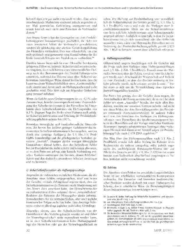 Vorschauseite 4: Sicherheitsinformationen zu Herzschrittmachern und implantierbaren Defibrillatoren im Lichte der Produzenten und Produkthaftung