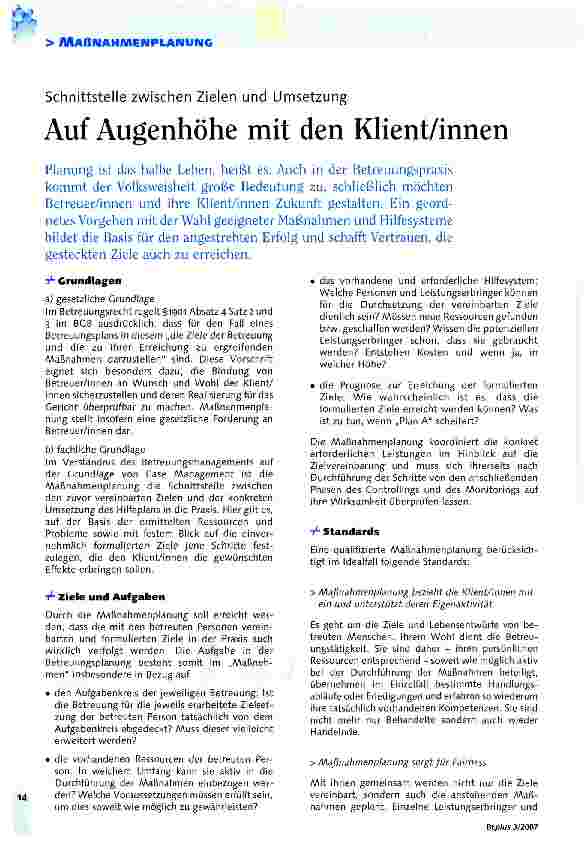 Vorschauseite 1: Auf Augenhöhe mit den Klient/innen