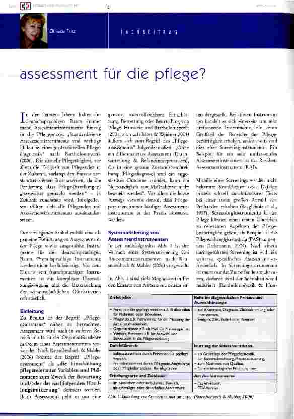 Vorschauseite 1: Assessment für die Pflege?