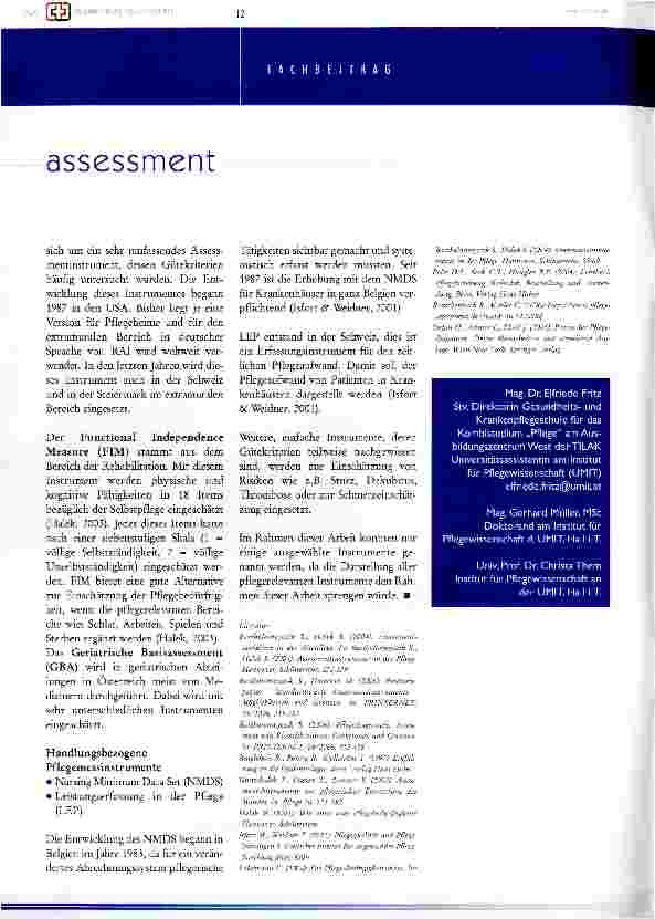 Vorschauseite 4: Assessment für die Pflege?