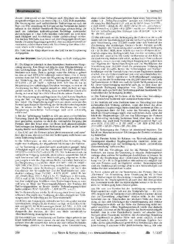 Vorschauseite 3: Vorvertrag zum Tarifvertrag - Verurteilung zum Abschluss eines Tarifvertrages - Rückwirkung eines Tarifvertrages