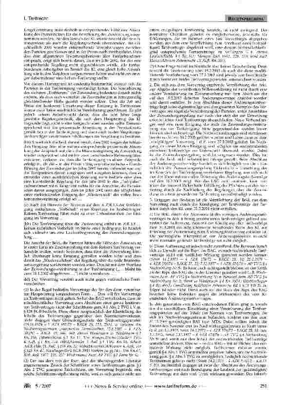 Vorschauseite 4: Vorvertrag zum Tarifvertrag - Verurteilung zum Abschluss eines Tarifvertrages - Rückwirkung eines Tarifvertrages