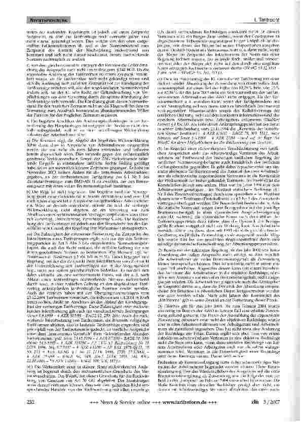 Vorschauseite 5: Vorvertrag zum Tarifvertrag - Verurteilung zum Abschluss eines Tarifvertrages - Rückwirkung eines Tarifvertrages