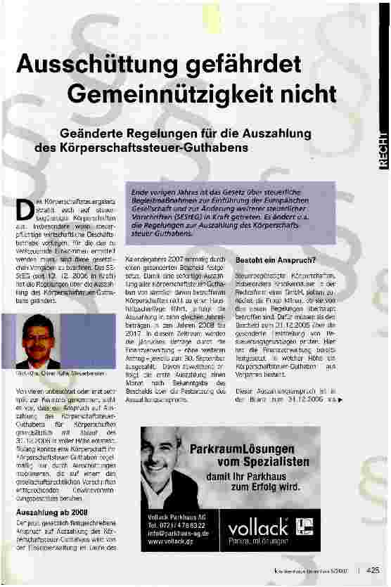 Vorschauseite 1: Ausschüttung gefährdet Gemeinnützigkeit nicht