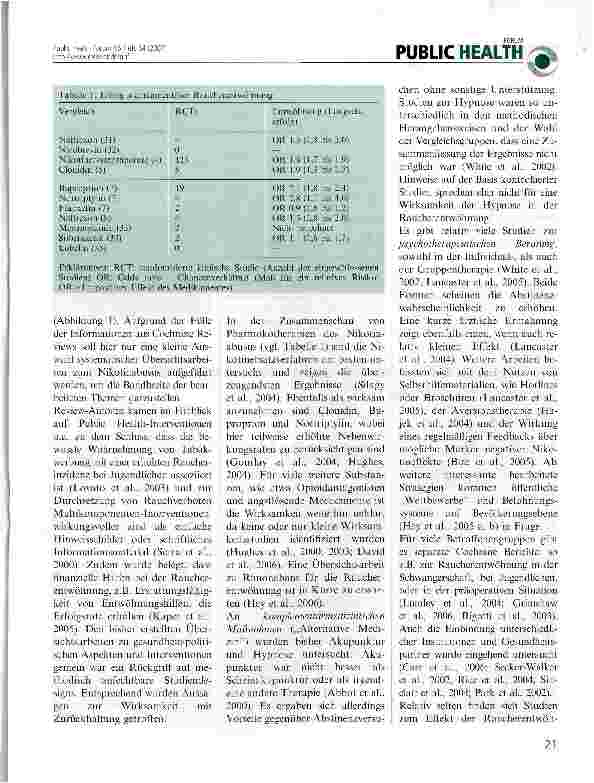 Vorschauseite 2: Evidenz zur Tabakentwöhnung und -Prävention: Was bietet die Cochrane Library?
