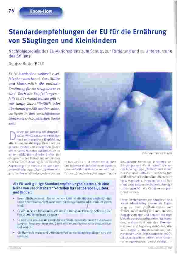 Vorschauseite 1: Standardempfehlungen der EU für die Ernährung von Säuglingen und Kleinkindern