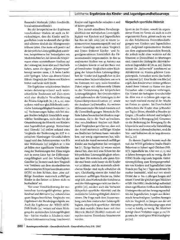 Vorschauseite 2: Motorik-Modul (MoMo) im Rahmen des Kinderund Jugendgesundheitssurveys (KiGGS)
