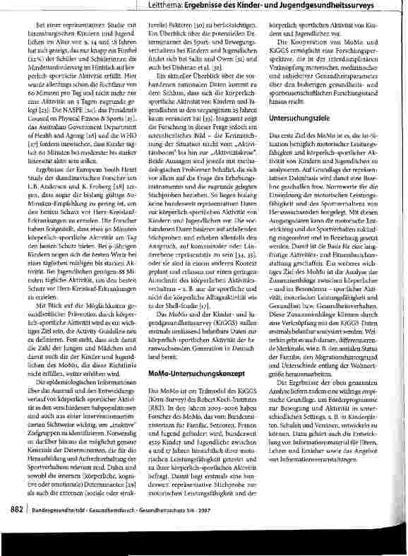 Vorschauseite 4: Motorik-Modul (MoMo) im Rahmen des Kinderund Jugendgesundheitssurveys (KiGGS)