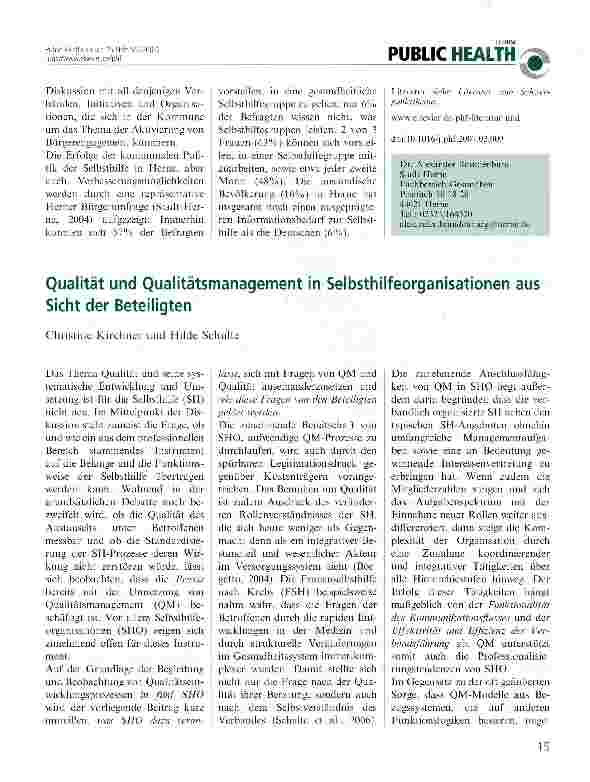 Vorschauseite 1: Qualität und Qualitätsmanagement in Selbsthilfeorganisationen aus Sicht der Beteiligten