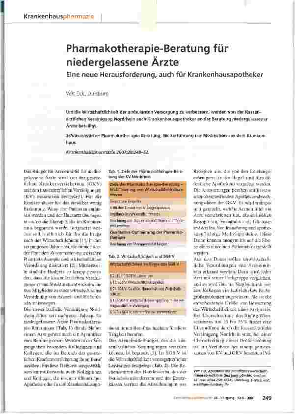 Vorschauseite 1: Pharmakotherapie-Beratung für niedergelassene Ärzte