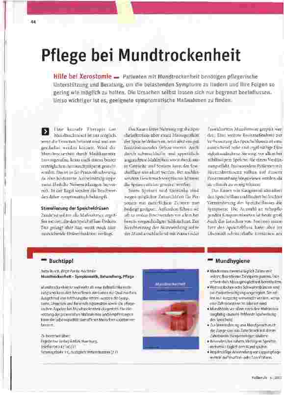 Vorschauseite 1: Pflege bei Mundtrockenheit