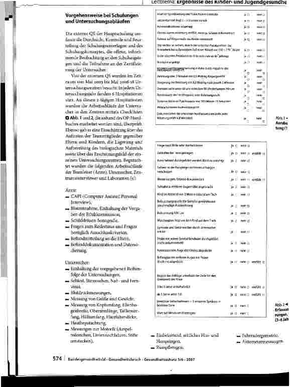 Vorschauseite 2: Externe Qualitätssicherung im Kinderund Jugendgesundheitssurvey (KiGGS)