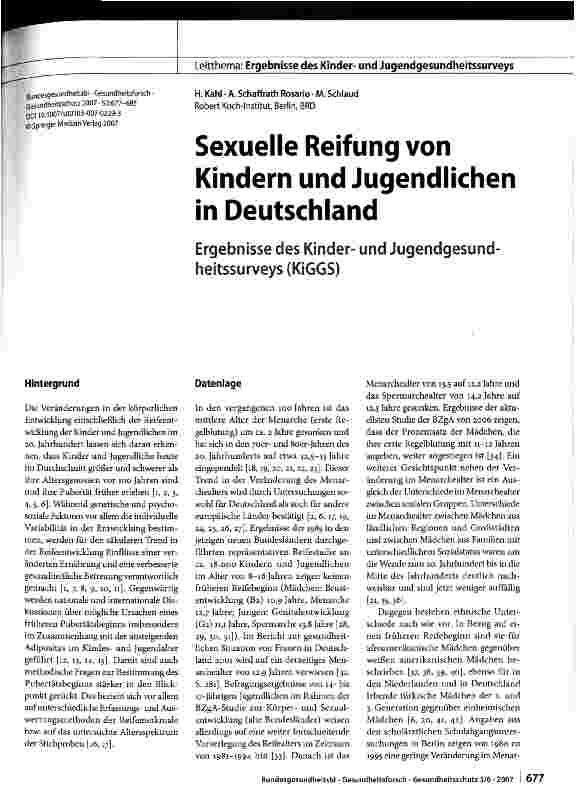 Vorschauseite 1: Sexuelle Reifung von Kindern und Jugendlichen in Deutschland