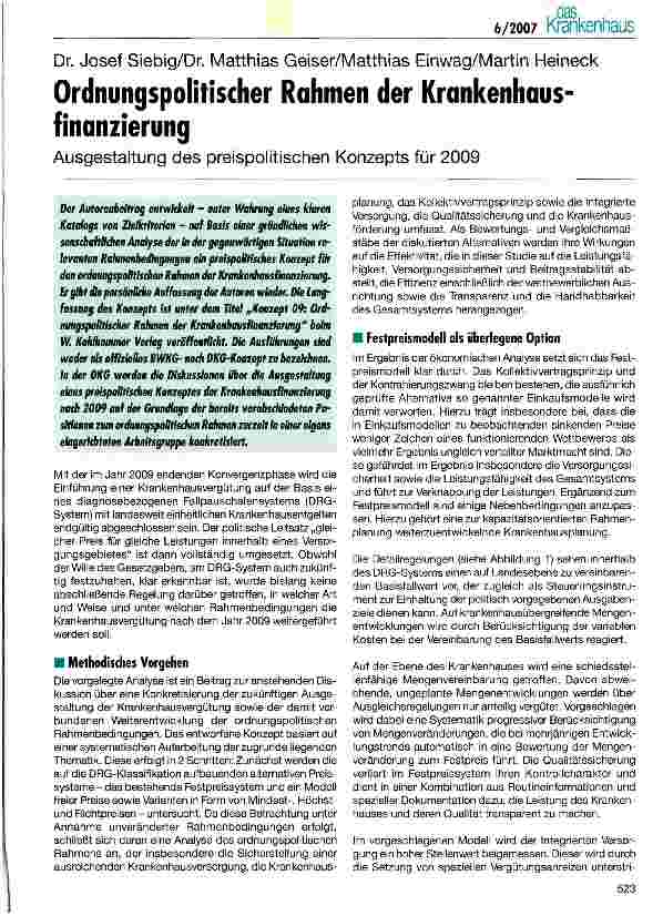Vorschauseite 1: Ordnungspolitischer Rahmen der Krankenhausfinanzierung