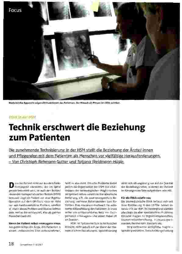 Vorschauseite 1: Technik erschwert die Beziehung zum Patienten