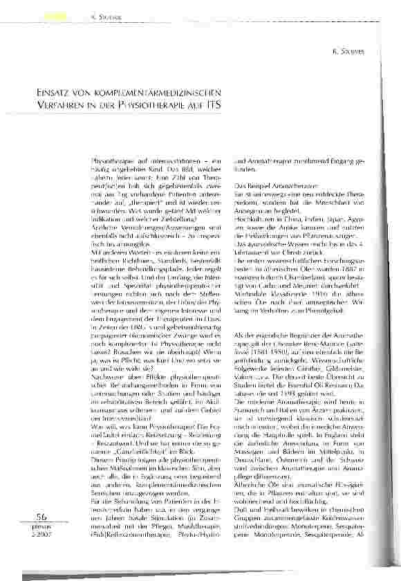 Vorschauseite 1: Einsatz von Komplementärmedizinischen Verfahren in der Physiotherapie auf der ITS