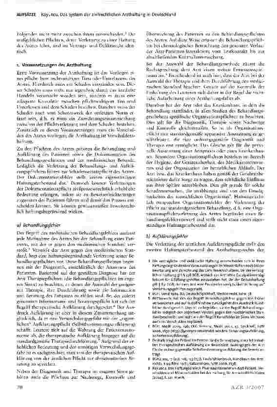 Vorschauseite 2: Das System der zivilrechtlichen Arzthaftung in Deutschland