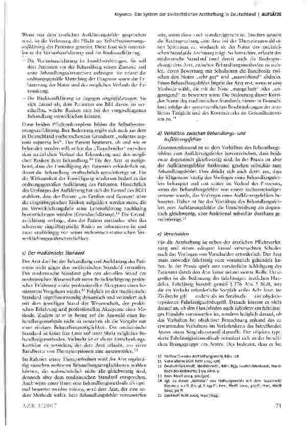 Vorschauseite 3: Das System der zivilrechtlichen Arzthaftung in Deutschland