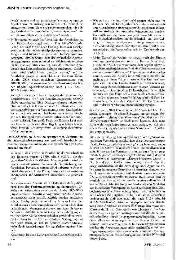 Vorschauseite 2: Die (integrierte) Apotheke 2010